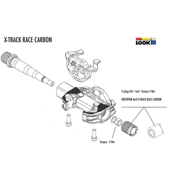 Zatyczki Look X-Track Race Carbon, czerwone, z kluczem montażowym