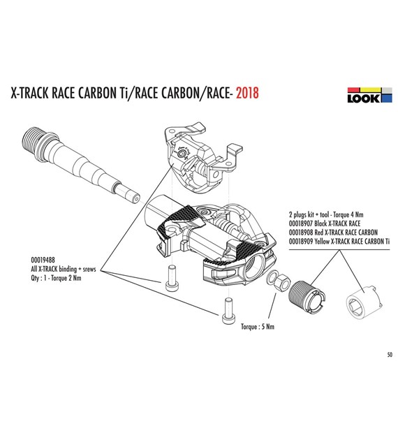 Zatyczki Look X-Track Race Carbon Ti, złote, z kluczem montażowym