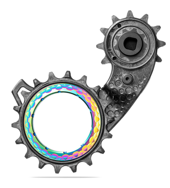 Wózek przerzutki Absoluteblack HollowCage V2 Carbon Ceramic Sram Etap AXS 12s, PVD rainbow