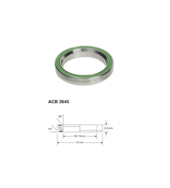 Łożysko sterowe Enduro Stainless ACB 3645 SS, 30,2x41x6,5 (36x45)