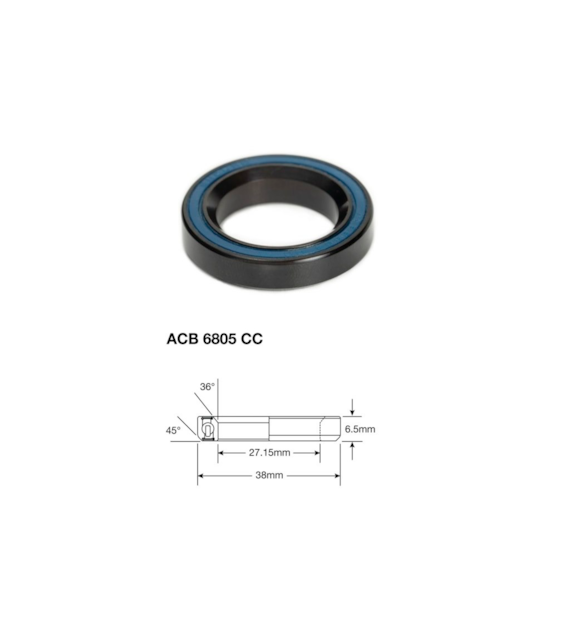 Łożysko sterowe Enduro Angular Contact ACB, ABEC-5, 6805 CC, 27,15x38x6,5 (36x45)