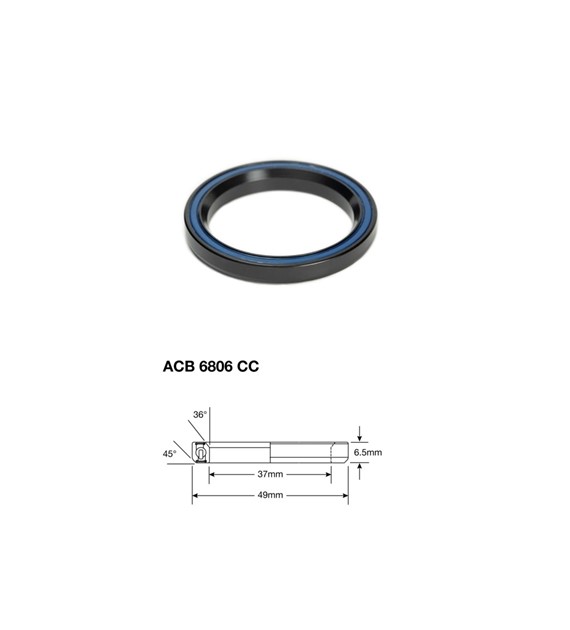 Łożysko sterowe Enduro Angular Contact ACB, ABEC-5, 6806 CC, 37x49x6,5 (36x45)