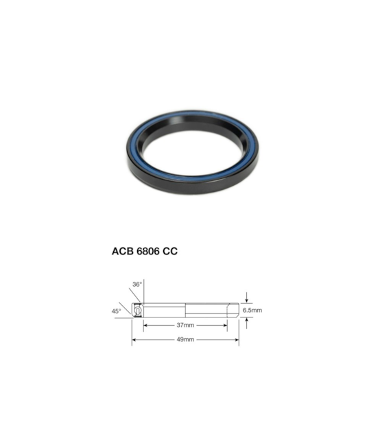 Łożysko sterowe Enduro Angular Contact ACB, ABEC-5, 6806 CC, 37x49x6,5 (36x45)