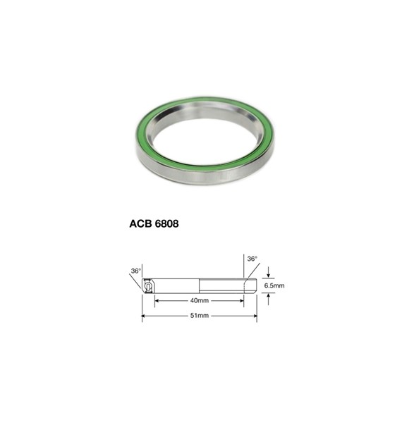 Łożysko sterowe Enduro Stainless ACB 6808 SS, 40x51x6,5 (36x36)