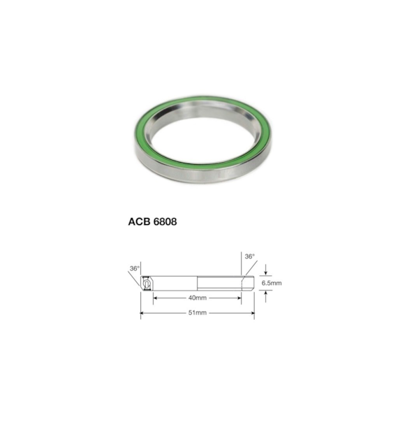 Łożysko sterowe Enduro Stainless ACB 6808 SS, 40x51x6,5 (36x36)