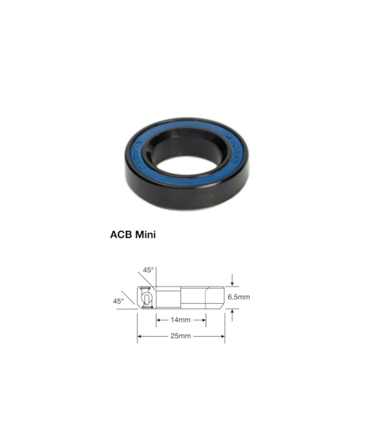 Łożysko sterowe Enduro Angular Contact ACB Mini BO, ABEC-5, 14,2x25x6,5 (45x45)