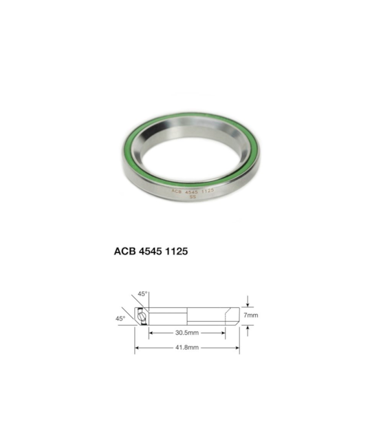 Łożysko sterowe Enduro Stainless ACB 4545 1125 SS, 30,5x41,8x6,5 (45x45)