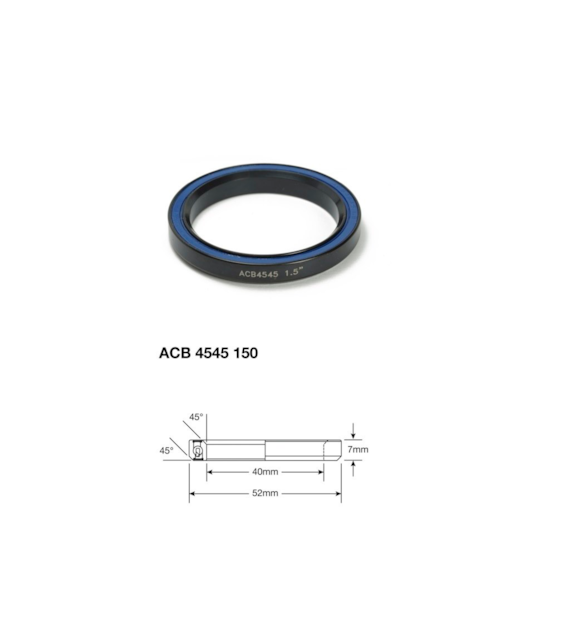 Łożysko sterowe Enduro Angular Contact ACB 4545 150 BO, ABEC-5, 40x52x7 (45x45)