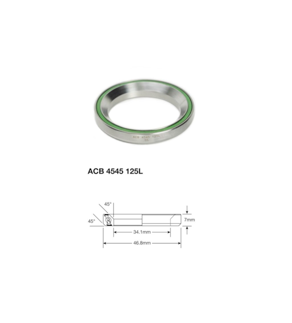 Łożysko sterowe Enduro Stainless ACB 4545 125L SS, 34,1x46,8x7 (45x45)