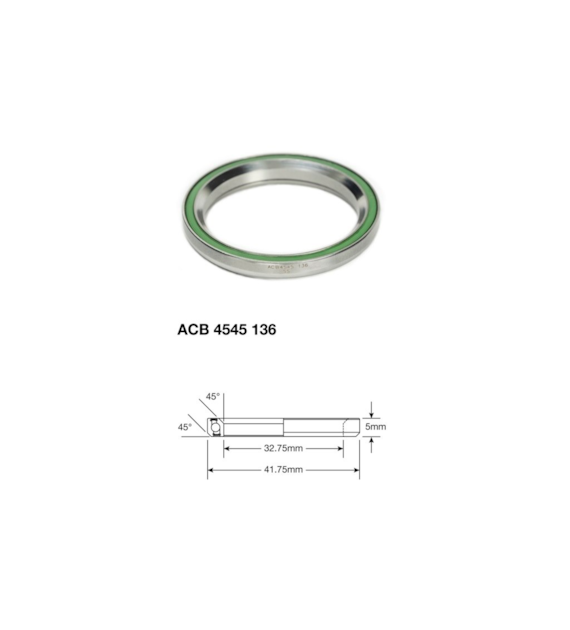 Łożysko sterowe Enduro Stainless ACB 4545 136 SS, 32,75x41,75x6 (45x45)