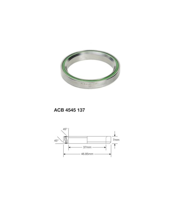 Łożysko sterowe Enduro Stainless ACB 4545 137 SS, 37x46,85x7 (45x45)