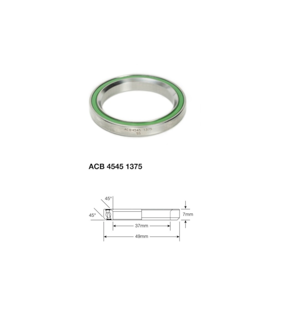 Łożysko sterowe Enduro Stainless ACB 4545 1375 SS, 37x49x7 (45x45)