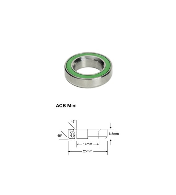 Łożysko sterowe Enduro Stainless ACB Mini SS, 14,2x25x6,5 (45x45)