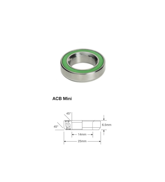 Łożysko sterowe Enduro Stainless ACB Mini SS, 14,2x25x6,5 (45x45)