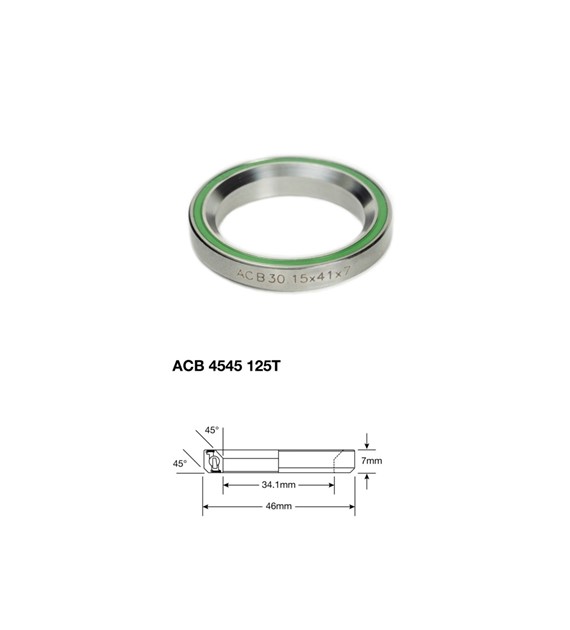 Łożysko sterowe Enduro Stainless ACB 4545 125T SS, 34,1x46x7 (45x45)