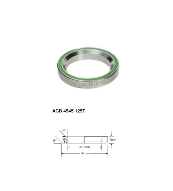 Łożysko sterowe Enduro Stainless ACB 4545 125T SS, 34,1x46x7 (45x45)