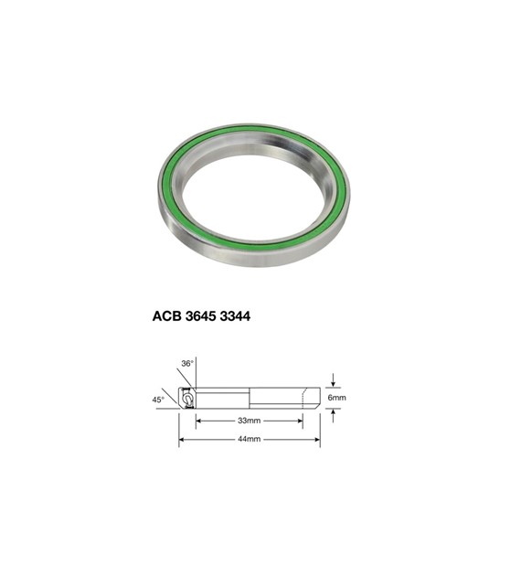 Łożysko sterowe Enduro Stainless ACB 3645 3344 SS, 33x44x6 (36x45)